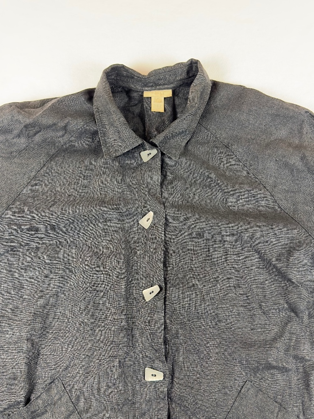 J. Jill Women's Black Button Front Lagenlook Linen Jacket Size XL